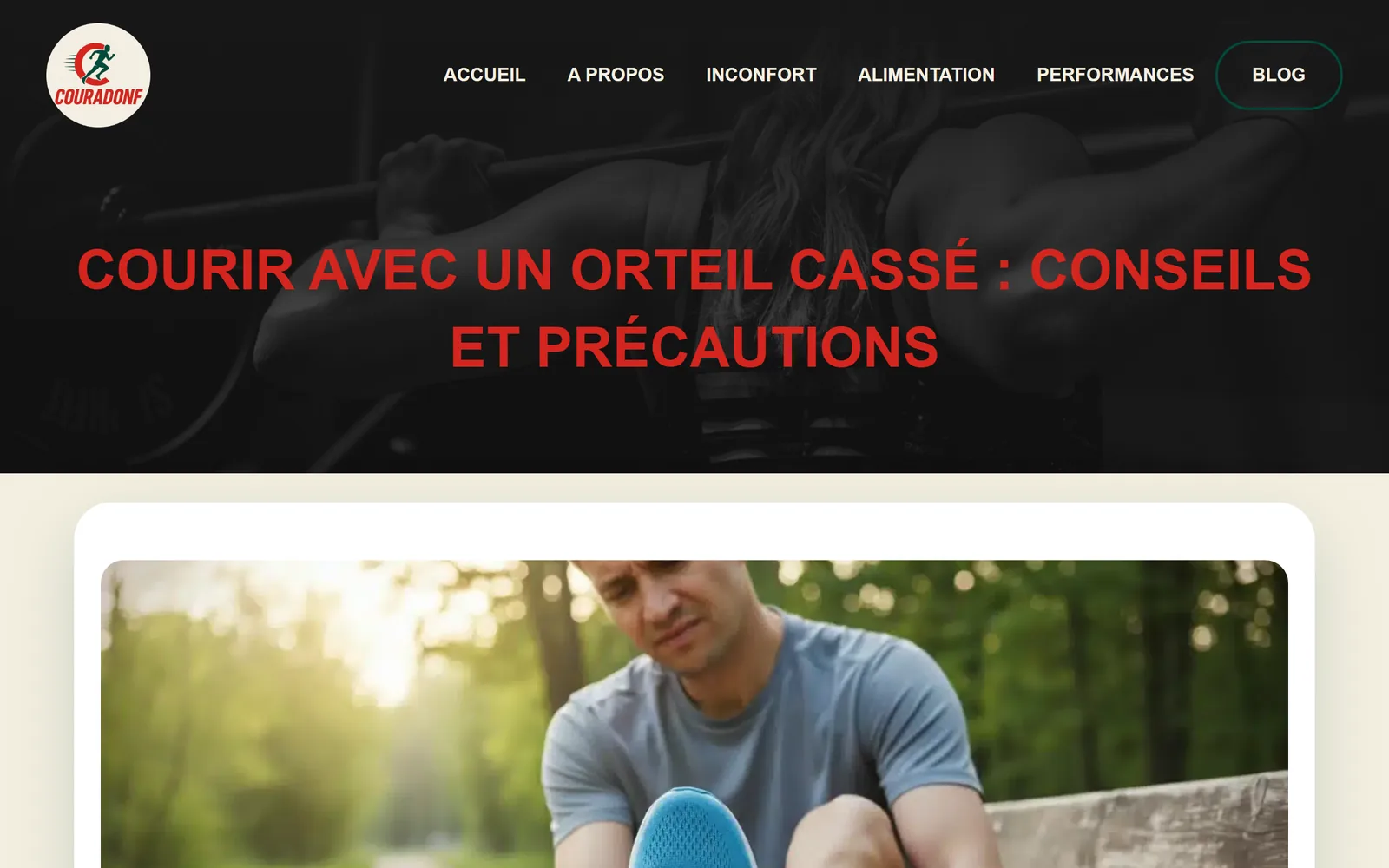 Article Couradonf : courir avec un orteil cassé, conseils et précautions
