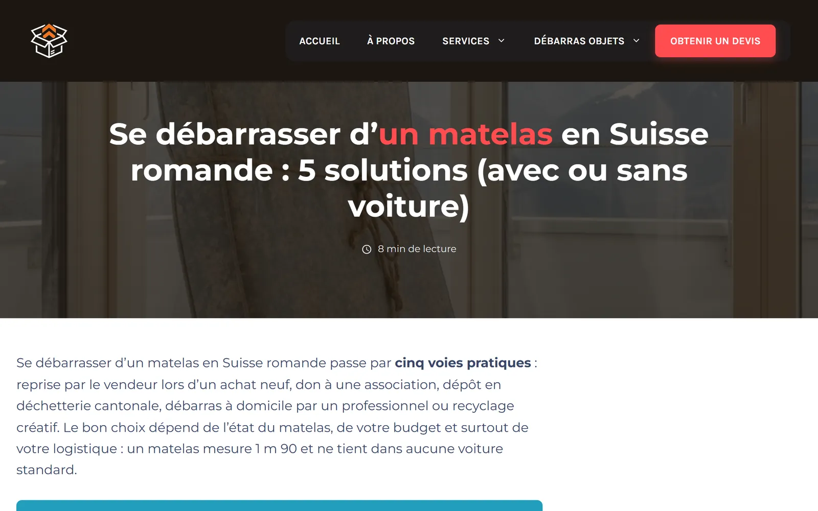 Guide Encombrant.ch : se débarrasser d’un matelas en Suisse romande, cinq solutions