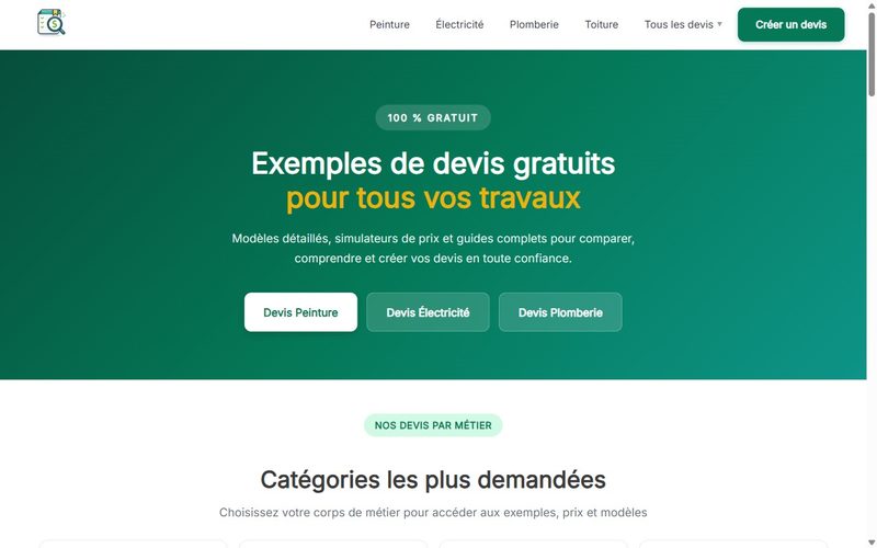 Site à fort trafic ExempleDevis réalisé par Tom Adan