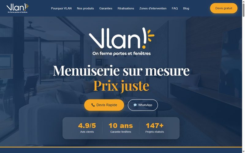 Site vitrine VLAN Menuiserie réalisé par Tom Adan